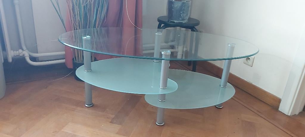 TABLE BASSE, 100 à 150 cm, Comme neuf, Verre, Enlèvement