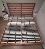 Cadre de lit IKEA TARVA + sommier LÖNSET 160x200, Autres couleurs, Comme neuf, Enlèvement, 200 cm