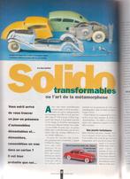 Jouets de Collection voiture miniature transformables Solido, Verzenden, Gelezen