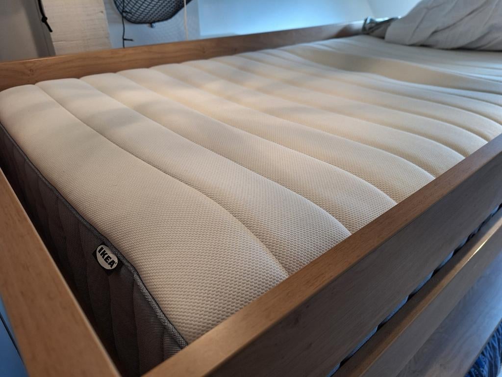 Valevag pocketveringmatras stevig/lichtblauw, Huis en Inrichting, Slaapkamer | Matrassen en Bedbodems, Zo goed als nieuw, Matras