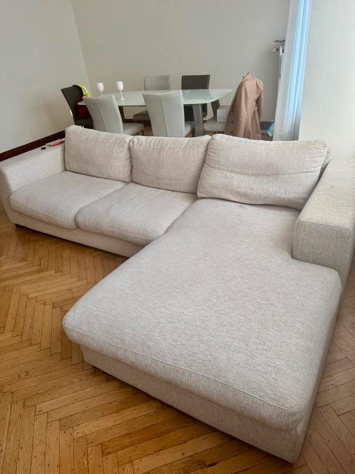 Beige hoeksalon, Huis en Inrichting, Zetels | Zetels en Chaises Longues, Zo goed als nieuw, Ophalen