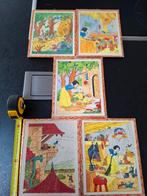 Rare Série de 5 Tableaux Vintage Blanche-Neige - Walt Disney, Collections, Enlèvement ou Envoi, Blanche-Neige ou Belle au Bois Dormant