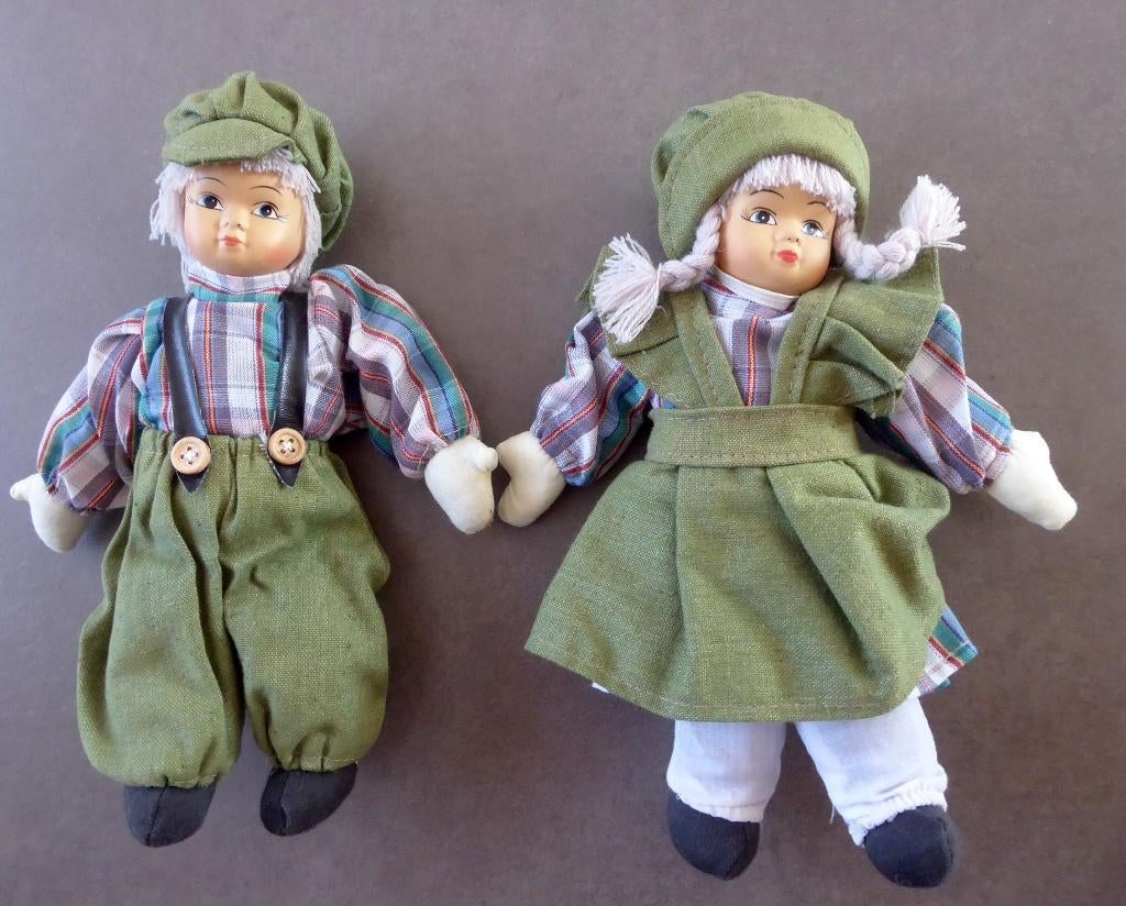 Lot 2 poupées Vintage - tête porcelaine - hauteur 25cm, Collections, Enlèvement ou Envoi, Comme neuf, Poupée