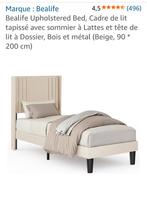 3 lits beige 90x200, Neuf, 90 cm, Tissu, Beige