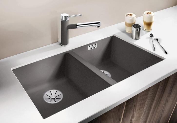Blanco Subline 350/350-U 525987 Dubbele Keukenspoelbak Silgr, Huis en Inrichting, Keuken | Keukenelementen, Nieuw, Zwart, Ophalen