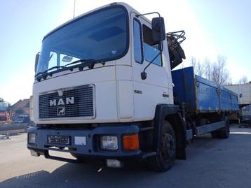 MAN 12192 met open laadbak + kraan (35), Autos, Camions, Achat, Entreprise, Boîte manuelle, MAN