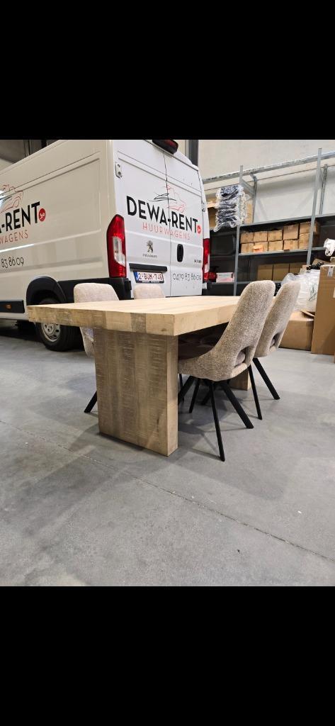 Eettafel in vol mangohout, Huis en Inrichting, Tafels | Eettafels, Zo goed als nieuw, 50 tot 100 cm, 150 tot 200 cm, Vier personen