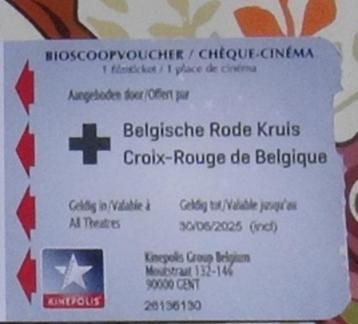 Bioscoopvoucehr Kinepolis geldig tot 30/06/2025 beschikbaar voor biedingen