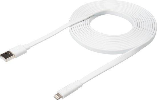 Xtorm Flat USB to Lightning Cable – 3 meter – Wit, Telecommunicatie, Mobiele telefoons | Toebehoren en Onderdelen