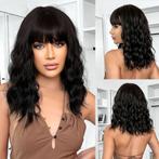 Pruik lang zwart haar met grove slag en pony model 8115, Verzenden, Nieuw, Pruik of Haarverlenging