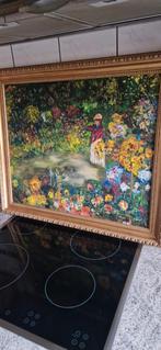 Huile sur toile très jolie couleurs jardin en fleurs, Ophalen of Verzenden