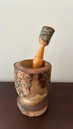 Mortier avec pilon en bois, Antiquités & Art