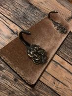 Vintage bruine kapstok met fluweel - antiek hanger, Huis en Inrichting, Ophalen of Verzenden, Zo goed als nieuw