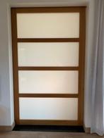 Schuifdeur in massief eik met mat glas, Doe-het-zelf en Bouw, Deuren en Vliegenramen, Ophalen, Gebruikt, Binnendeur, Schuifdeur