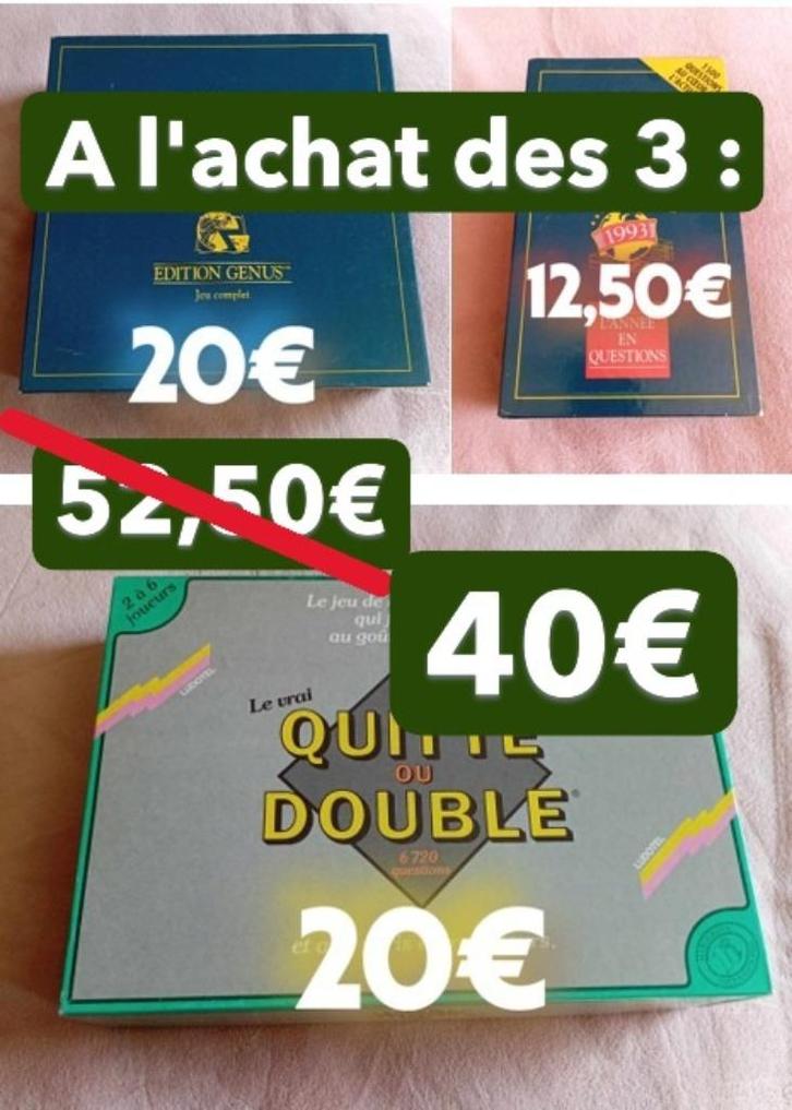 Jeux de société "trivial pursuit" et "quitte ou double", Hobby en Vrije tijd, Gezelschapsspellen | Bordspellen, Nieuw, Drie of vier spelers