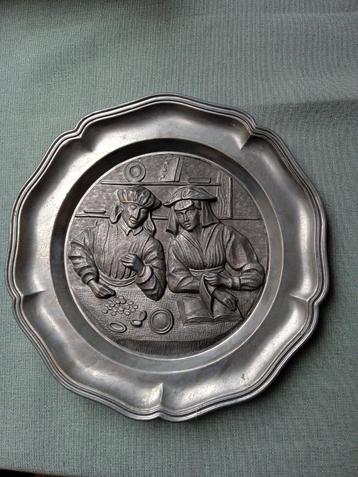 Vintage Tinnen Decoratie Bord ( 381 Gram )  beschikbaar voor biedingen