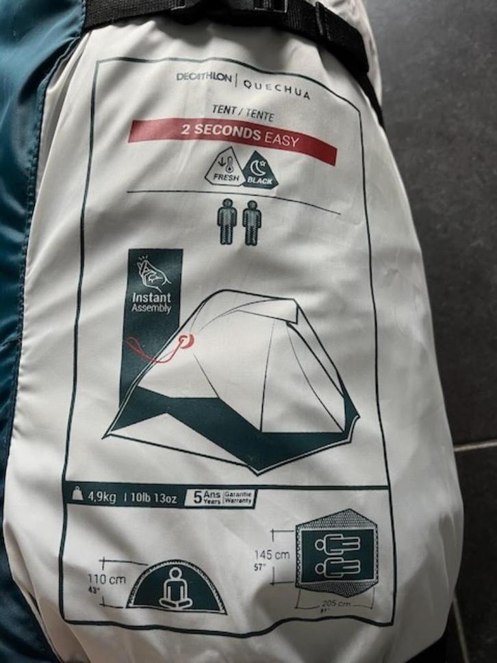 tent Quechua 2 personen 2 Seconds Fresh & Black, Caravans en Kamperen, Tenten, tot en met 2, Nieuw, Ophalen