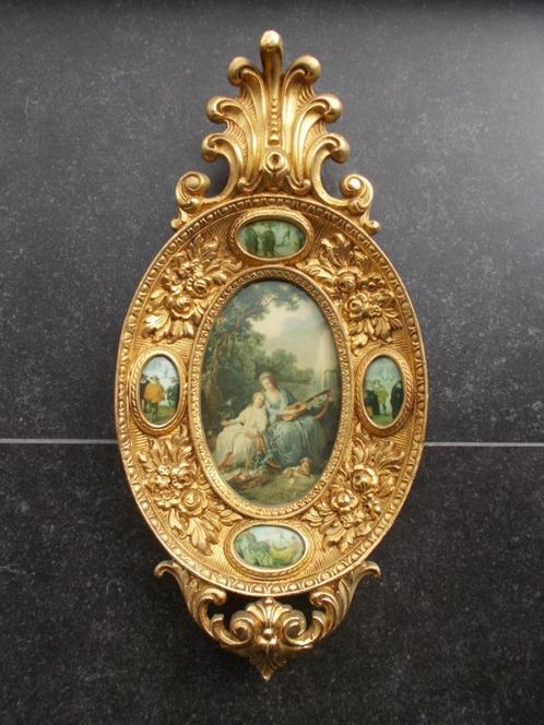 Vergulde bronzen antiek kader met medaillons in mooie staat, Antiek en Kunst, Curiosa en Brocante, Ophalen of Verzenden