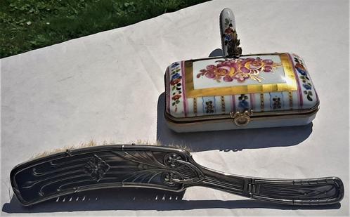Limoges kruimel tray & zilveren kruimelborstel, Antiek en Kunst, Antiek | Servies compleet, Ophalen of Verzenden