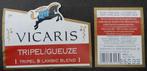 Étiquette de bière Vicaris tripel/gueuze Br. Dilewyns 12k2, Collections, Marques de bière, Envoi, Utilisé