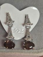 Boucles d'oreilles en argent à quartz fumé, Bijoux, Sacs & Beauté, Boucles d'oreilles, Enlèvement ou Envoi, Argent, Argent