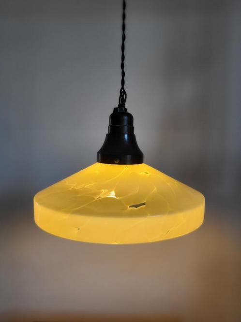 art deco hanglamp, Maison & Meubles, Lampes | Suspensions, Verre, Enlèvement ou Envoi