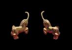 18 KARAATS GOUDEN PAARDENOORBELLEN, Hangers, Nieuw, Ophalen of Verzenden, Goud