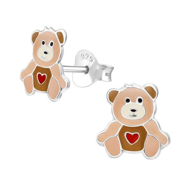 Kinderoorbellen teddy beer 925 sterling zilver - OP=OP!, Handtassen en Accessoires, Kindersieraden, Nieuw, Oorbellen, Zilver, Ophalen of Verzenden