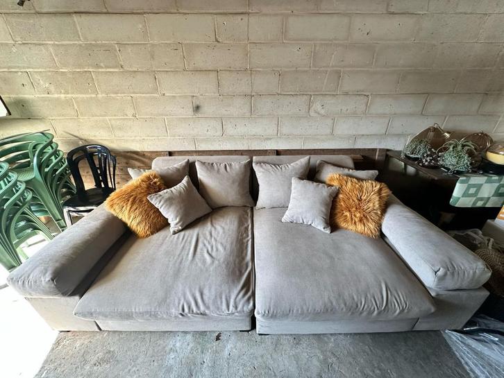 2-delige Cosy zetel + bijhorende kussens, Huis en Inrichting, Zetels | Zetels, Zo goed als nieuw, Rechte bank, Driepersoons, 250 tot 300 cm