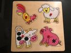 Houten legpuzzel 4 dieren, Kinderen en Baby's, Speelgoed | Kinderpuzzels, Van hout, Minder dan 10 stukjes, Gebruikt, Ophalen