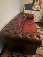 Canapé Chesterfield cuir rouge bordeaux, Maison & Meubles, Enlèvement, Utilisé, Trois personnes, 75 à 100 cm