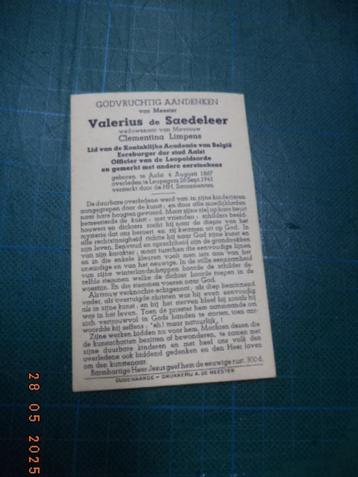 AALST: doodsprentje Valerius DE SAEDELEER. Zéér goede staat! beschikbaar voor biedingen
