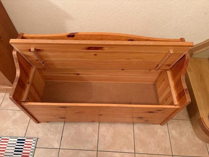 Houten opberg/zitbank, Huis en Inrichting, Zetels | Voetbanken en poefs, Gebruikt, Hout, Ophalen