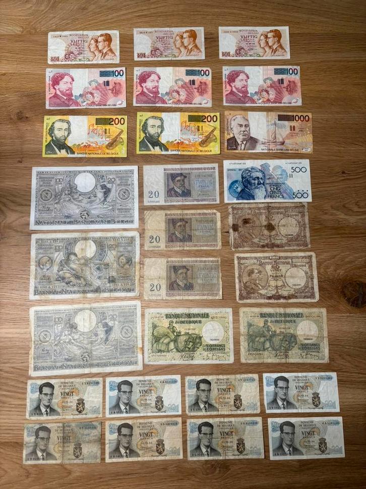 Groot lot belgische bankbiljetten, Postzegels en Munten, Bankbiljetten | België, Setje, Ophalen
