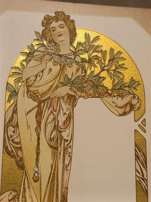 Alphonse Mucha Originele Briefkaart Ansichtkaart origineel, Antiek en Kunst, Kunst | Overige Kunst, Verzenden