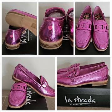Splinternieuwe roze metallic loafers La Strada