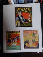 Drie oude etiketten van op de flessen, Antiek en Kunst, Ophalen