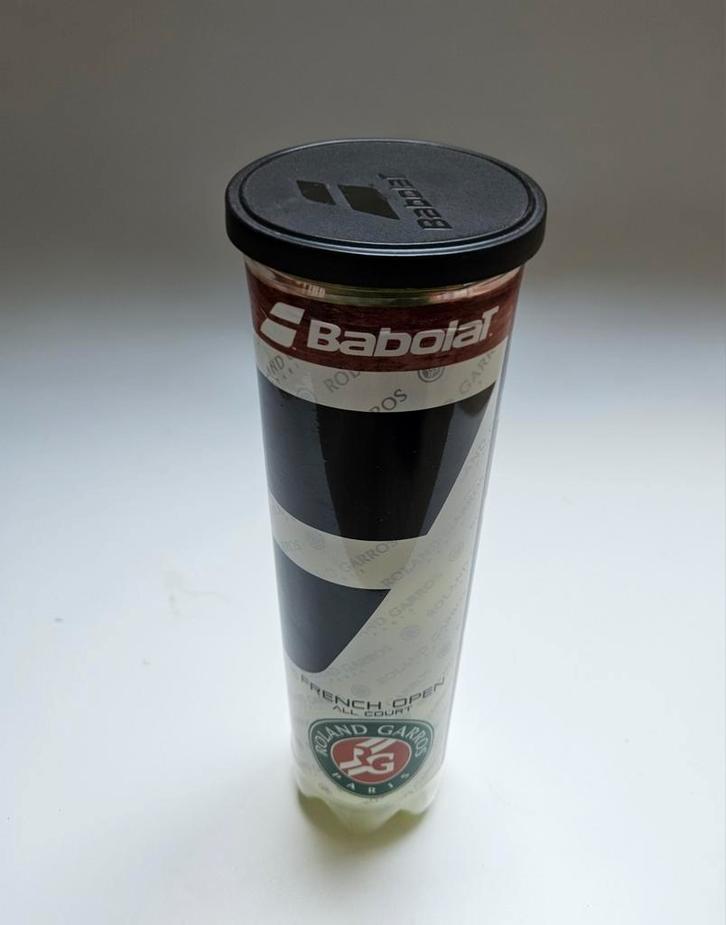 Babolat Roland Garros Tennisballen – In koker (4 stuks), Sport en Fitness, Tennis, Gebruikt, Ballen, Babolat, Ophalen of Verzenden