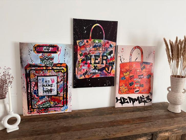 Canvas 3-luik Pop Art Luxury, Antiek en Kunst, Kunst | Schilderijen | Modern, Ophalen