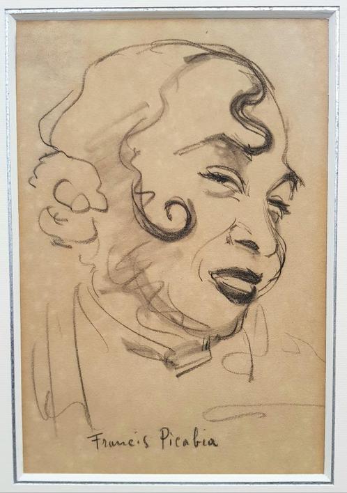 PICABIA - Tekening 1940 - CERTIFICAAT - Portret van een vrou, Antiek en Kunst, Kunst | Schilderijen | Klassiek, Verzenden