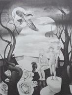 WILLY WOUTERS / DROOMWERELD / ZW-W ZEEFDRUK / 70x50cm / SIG, Antiek en Kunst, Kunst | Litho's en Zeefdrukken, Ophalen of Verzenden