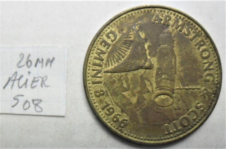 Shell-token 26 mm Armstrong & Scott gemini 8-token, Postzegels en Munten, Penningen en Medailles, Overige materialen, Ophalen of Verzenden