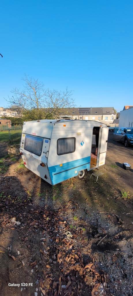 Retro tabbert te koop of ruilen, Caravans en Kamperen, Caravans, Particulier, tot en met 3, tot 500 kg, Treinzit, Tabbert, Dwarsbed