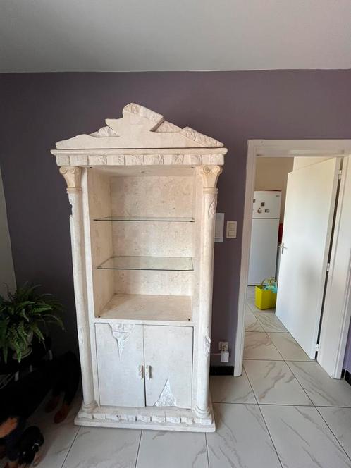 Grieks/Romijns vitrinekast met verlichting, Huis en Inrichting, Kasten | Vitrinekasten, Zo goed als nieuw, 200 cm of meer, 100 tot 150 cm