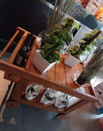 Ancienne desserte en bois sur roulettes, Enlèvement ou Envoi, Utilisé
