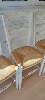 4 witte rieten stoelen, Ophalen, Gebruikt, Wit, Cottage