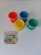 Vintage eierdopjes in kleur met vintage coctailprikkers, Ophalen of Verzenden, Zo goed als nieuw