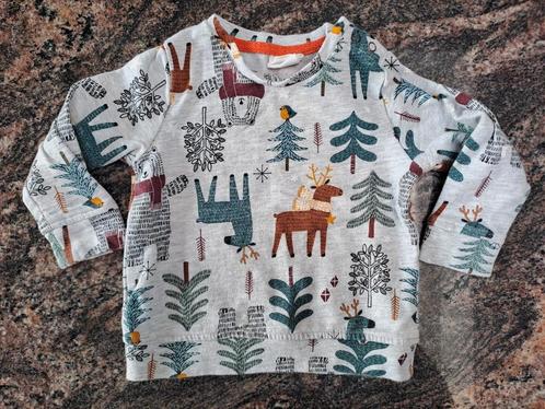 Mt 74 Wintertruitje met sparren, rendieren en beren, Kinderen en Baby's, Babykleding | Maat 74, Gebruikt, Jongetje, Truitje of Vestje