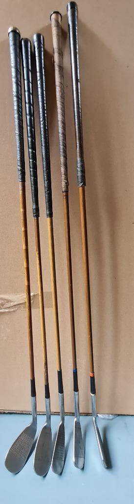5 Old golf clubs oa flange putters, angle e.a. club, Sport en Fitness, Golf, Gebruikt, Club, Ophalen of Verzenden