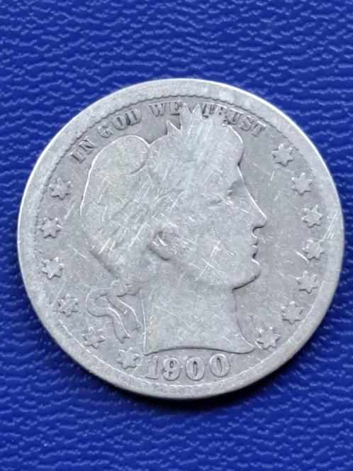 1900 O USA Barber quarter in zilver New Orleans, schaars, Postzegels en Munten, Munten | Amerika, Losse munt, Noord-Amerika, Zilver